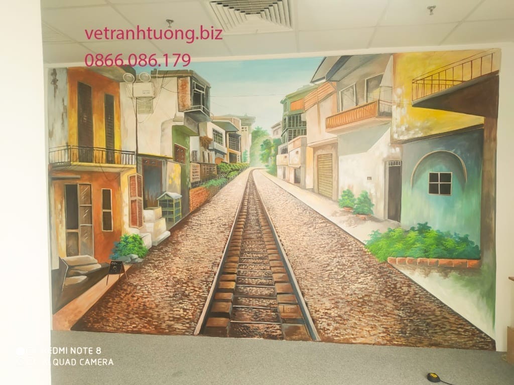 tranh tường 3d phố cổ