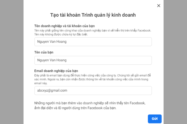 Các bước điền thông tin khởi tạo Trình quản lý doanh nghiệp
